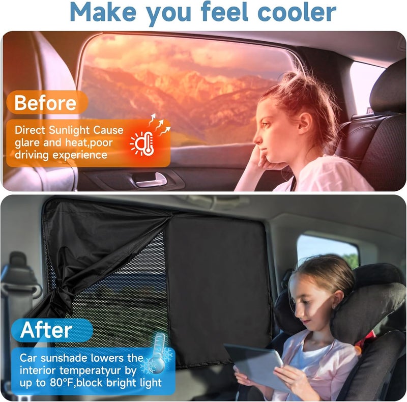 LSTRAGY Car Window Shades for Baby, Side Window Sun Shades Blocks Heat and UV Rays Glare,Magnetic Car Privacy Safe Curtains for Back Windows, Camping Accessories - Image 5